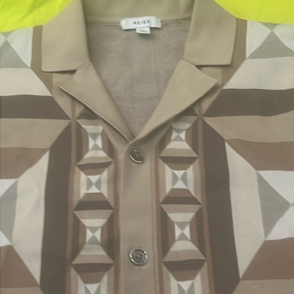 Awesome Aztec Reiss design Cuban shirts, size large button-down